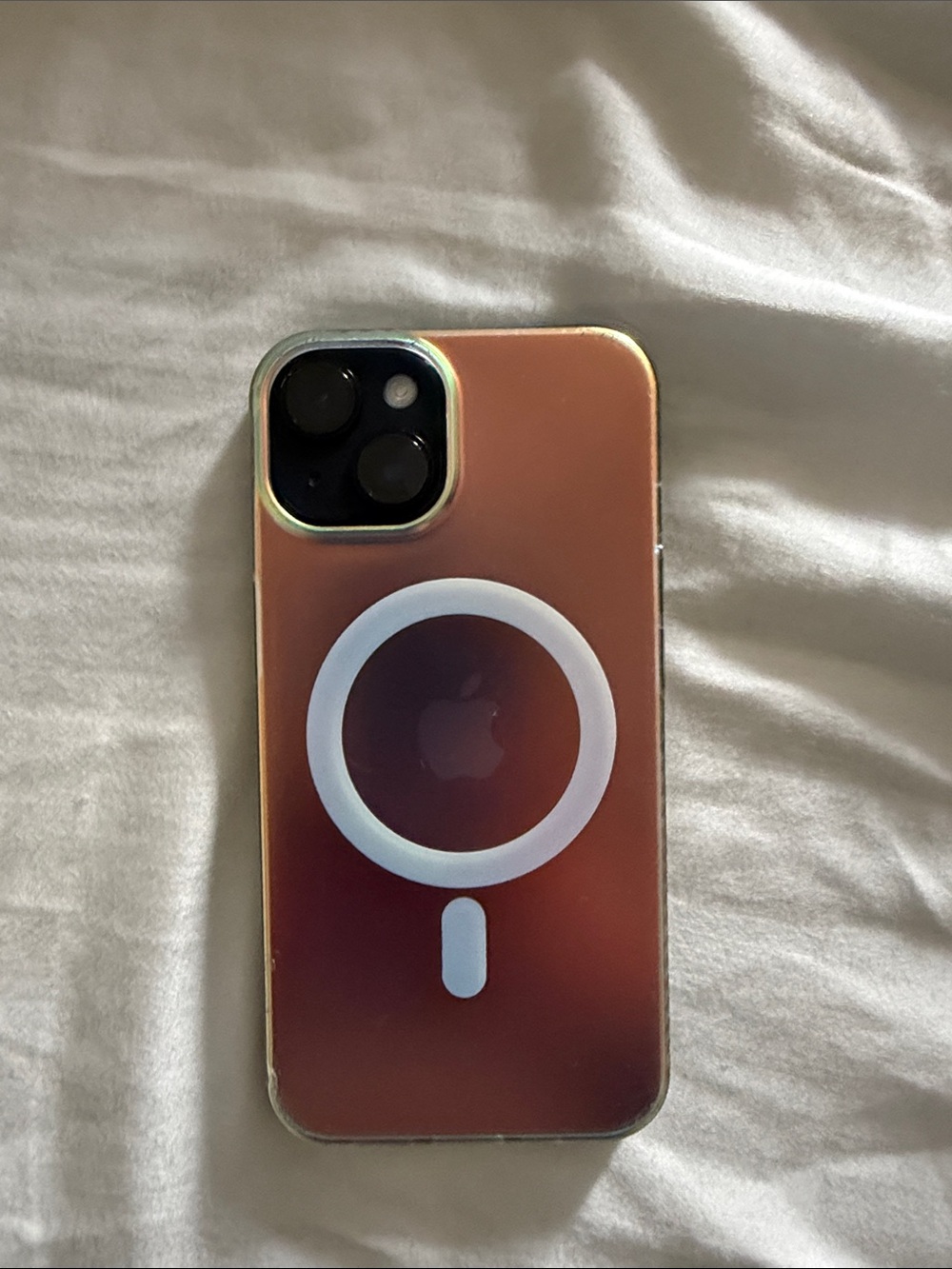 Apple iPhone 14 Clear Case with Copper/Bronze Back and White MagSafe Ring